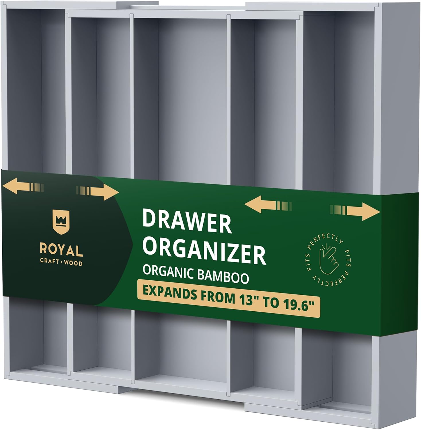 ROYAL CRAFT WOOD Luxury Bamboo Kitchen Drawer Organizer - Silverware Organizer - Utensil Holder and