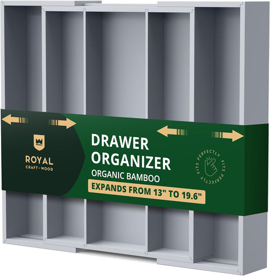 ROYAL CRAFT WOOD Luxury Bamboo Kitchen Drawer Organizer - Silverware Organizer - Utensil Holder and