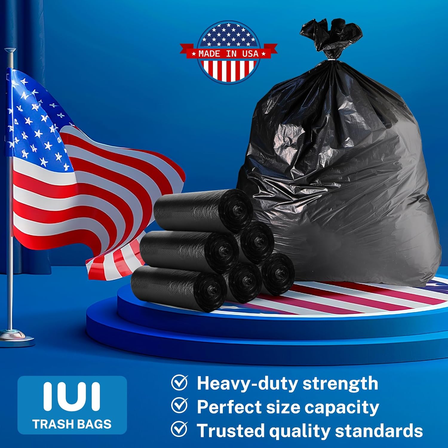 Heavy Duty Trash Bags 55-60 Gallon, Black - 100 Count Bulk Pack | 38" x 58" | Durable &