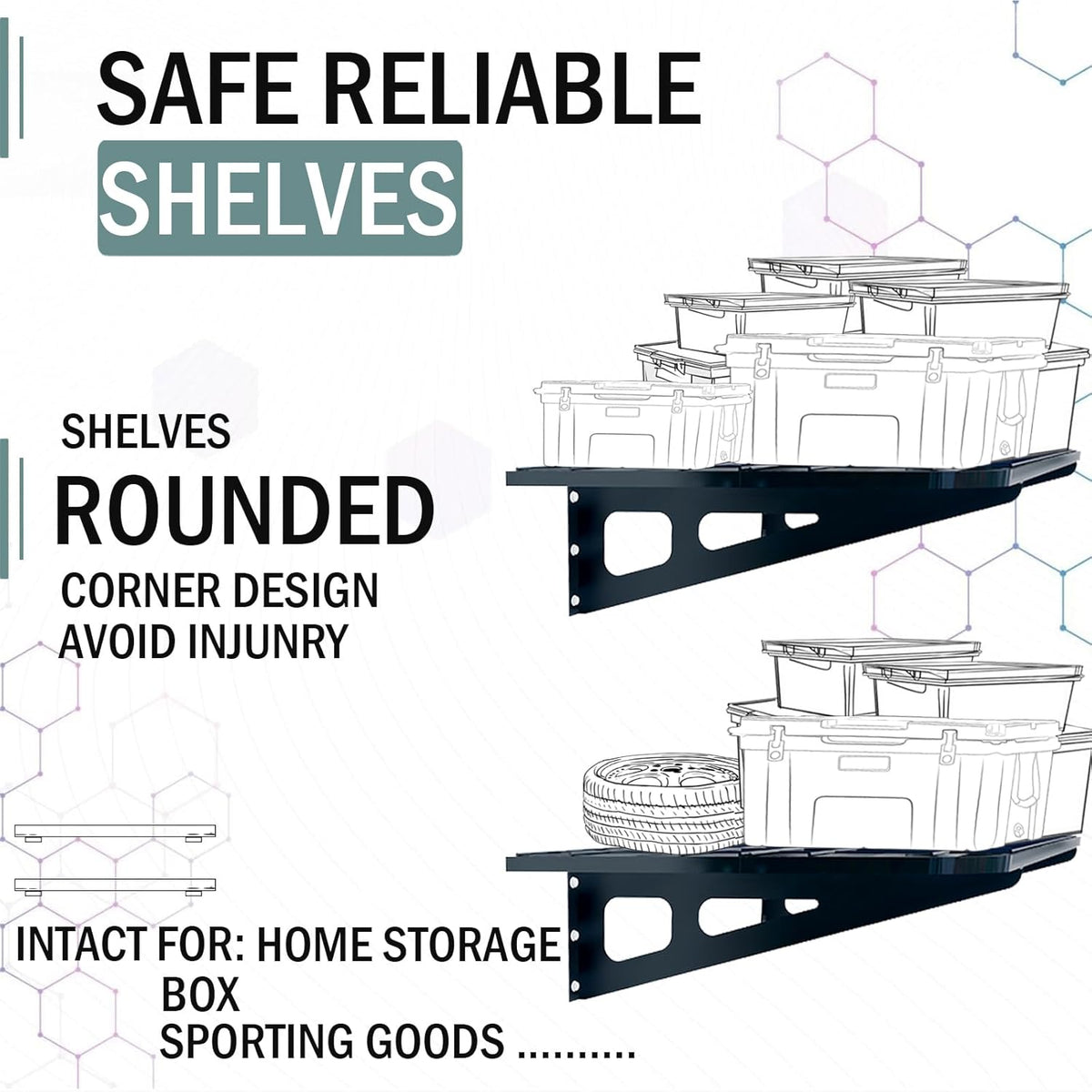 4-Pack 2x4ft Garage Wall Shelving, 4 Shelf Total 16 ft(L) Garage Shelving Wall Mounted, Heavy-Duty