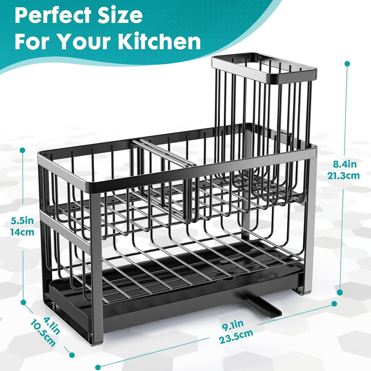 Sinnsally Kitchen Sponge Holder,2 Tier Sink Caddy Organizer with High Brush Holder,Stainless Steel