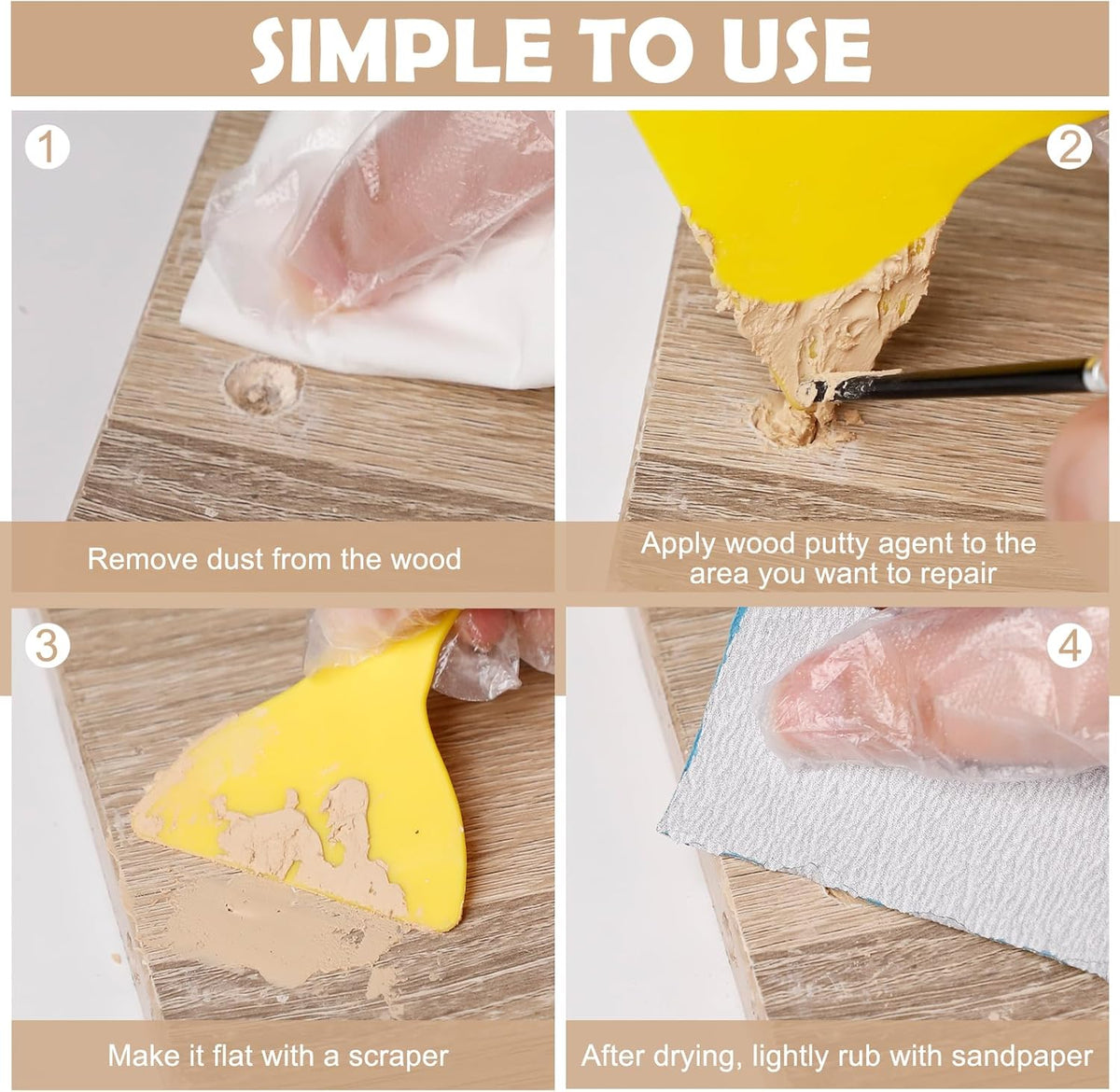 SEISSO Wood Putty, Golden Oak Wood Filler Paintable, Wood Putty Outdoor Waterproof, Wood Repair