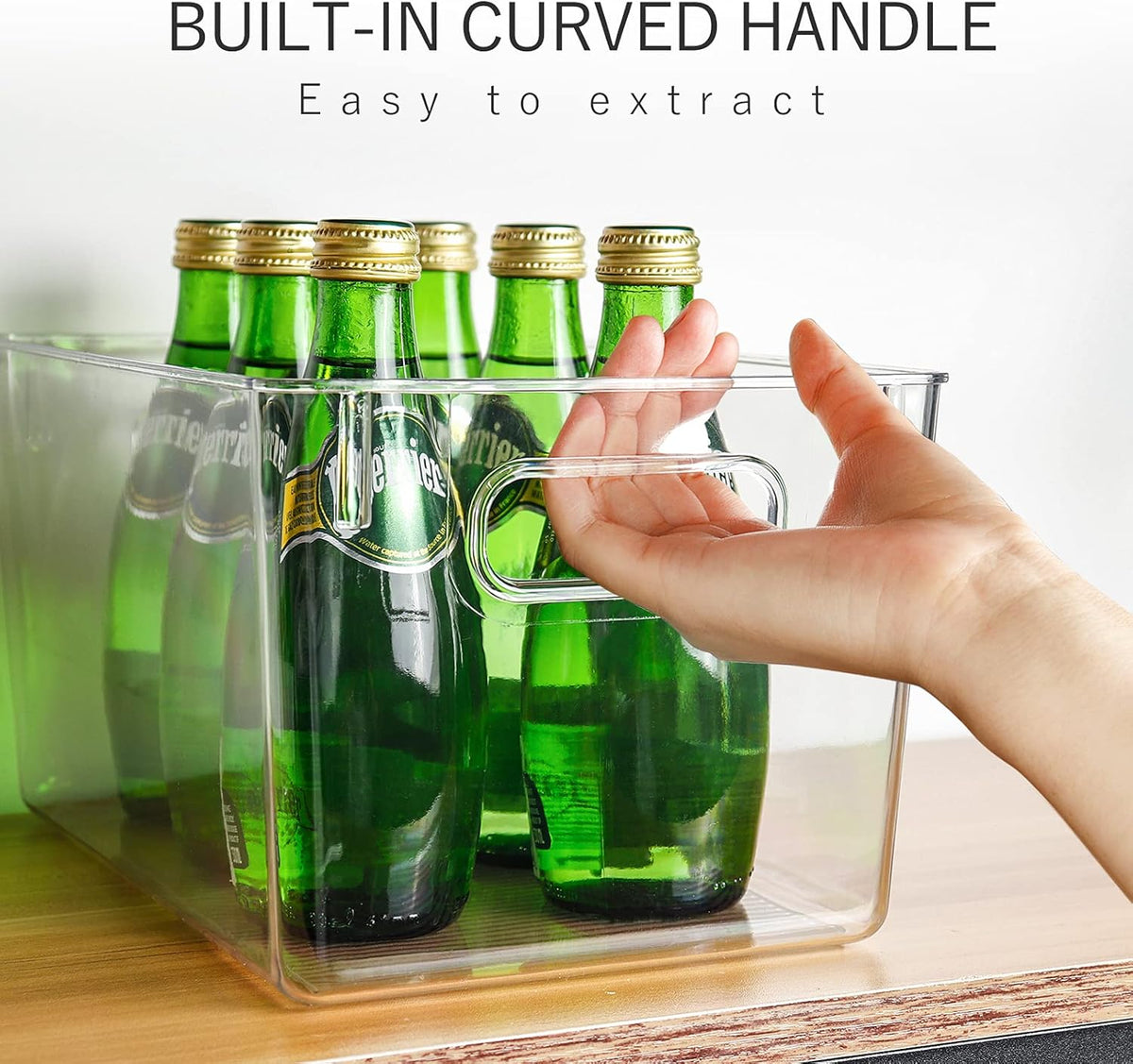 Set Of 8 Clear Pantry Organizers Bin, 4 Large and 4 Small Stackable Organizing Bins for Pantry