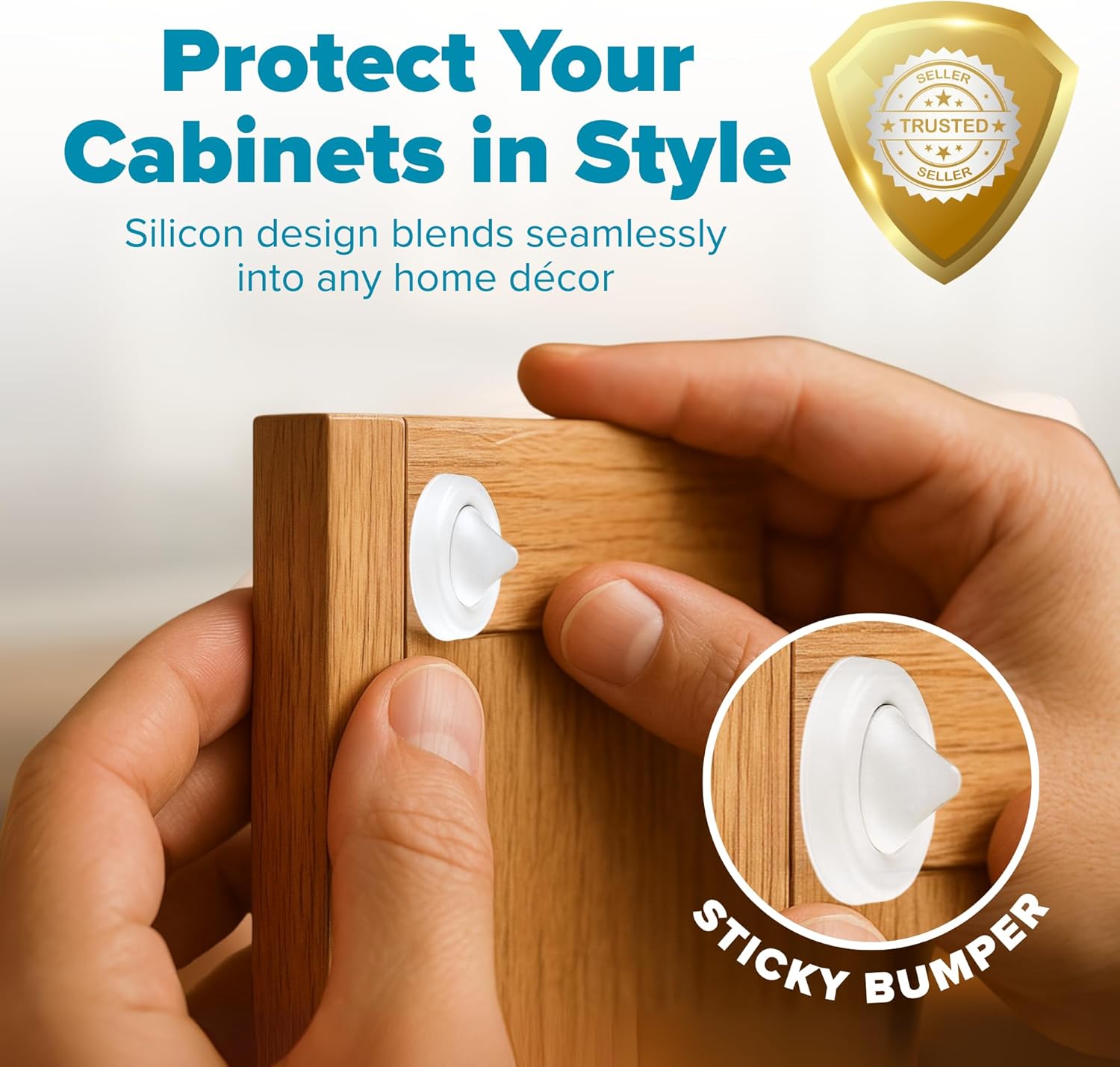 Strongest Home Cabinet Door Bumpers – 200 Pack White Rubber Bumpers Self-Adhesive for Cabinets