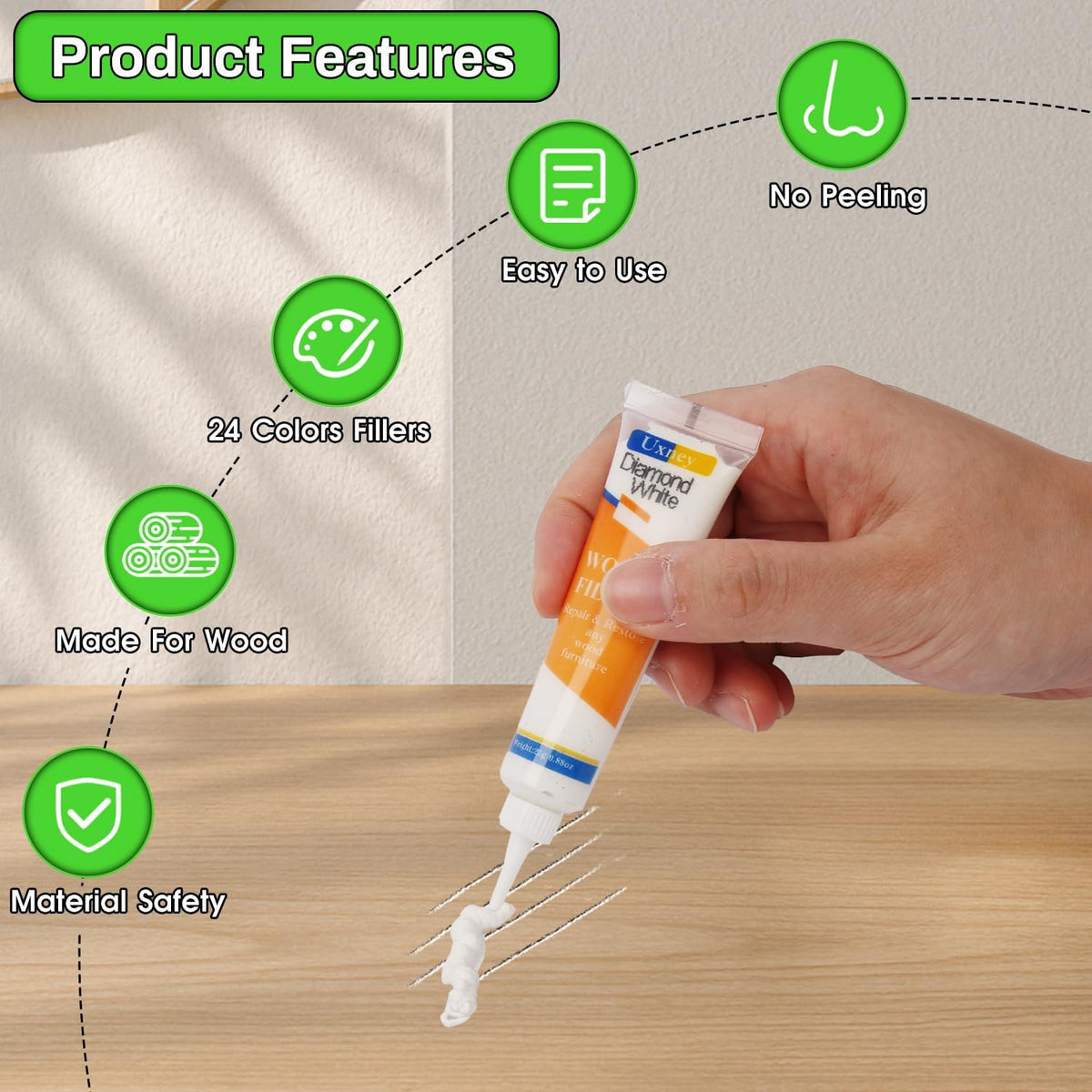 Wood Furniture Repair Kit,24 Colors Wood Fillers,Scratch Repair Covers & Removers for Repairing