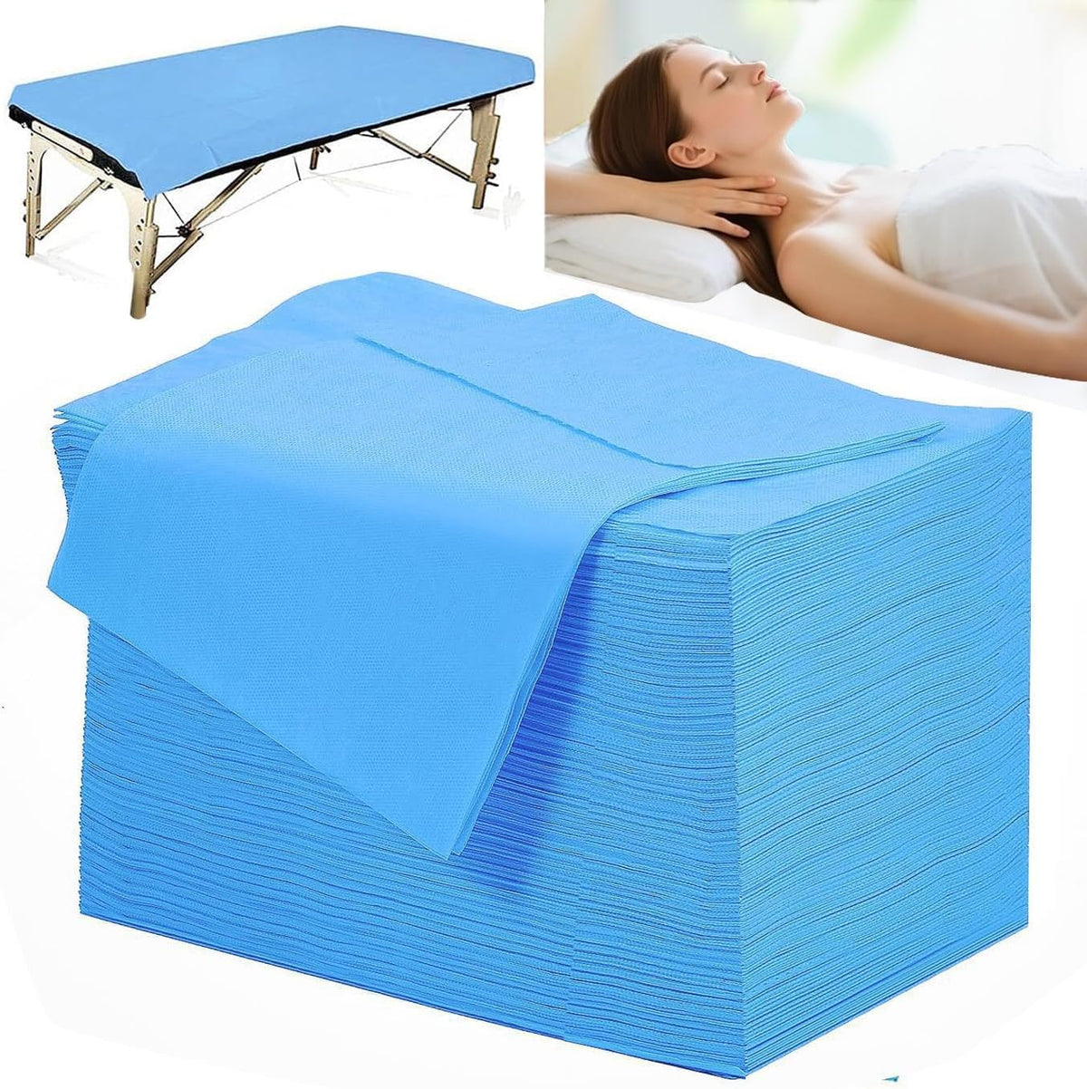 100 PCS Disposable Massage Table Sheets Spa Bed Covers 71"x31" -Non Woven Fabric Waterproof