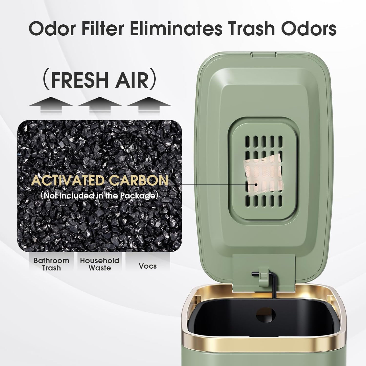 CEROELDA Small Bathroom Trash Can with Lid Soft Close-5L/1.3 Gal Slim Garbage Can-Metal Step
