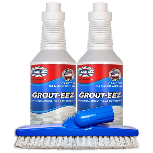 Clean-eez Grout Cleaner 2 Pack with Stand-Up Brush Attachment - Stain Remover Heavy-Duty Scrubber