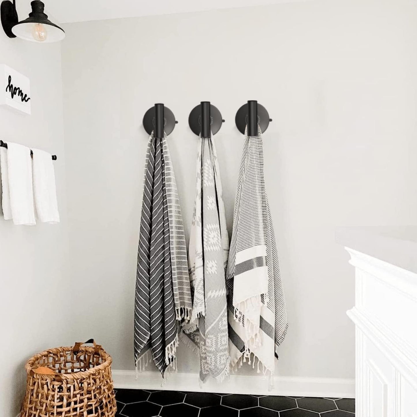 DGYB Large Suction Cup Hooks Black Stainless Steel Suction Shower Hooks for Loofah Set of 2 Towel