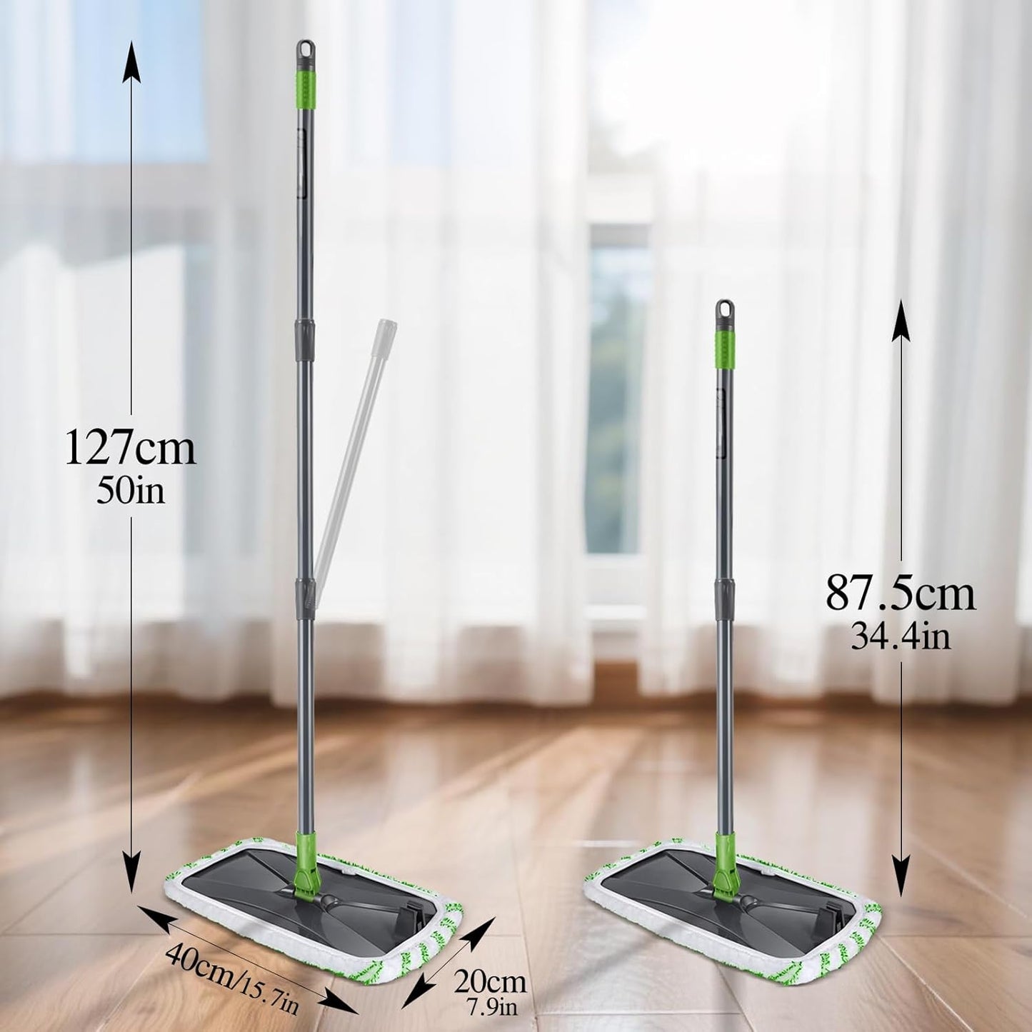 MASTERTOP Dust Mop for Hardwood Floors, Extra Large Microfiber Flat Mop with 5 Wet & Dry Reusable