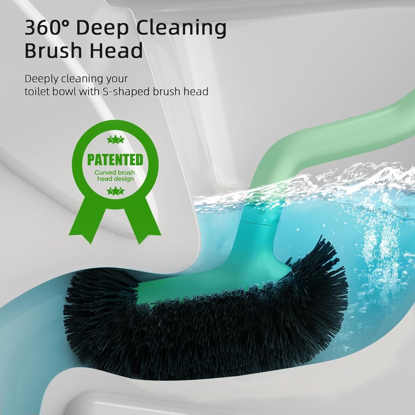 HAMITOR Toilet Bowl Brush Holder Set: Bathroom Deep Cleaning Toilet Cleaner Scrubber Under Rim with