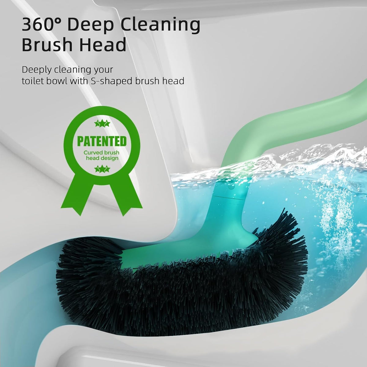 HAMITOR Toilet Bowl Brush Holder Set: Bathroom Deep Cleaning Toilet Cleaner Scrubber Under Rim with