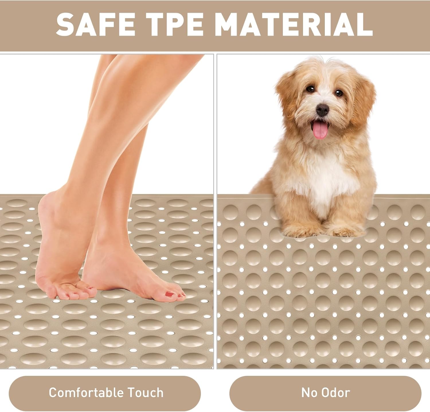 Shower Mat Non Slip: 35.4 x 23.6 Inch Extra Large TPE Shower Mats for Inside Shower - Anti Slip