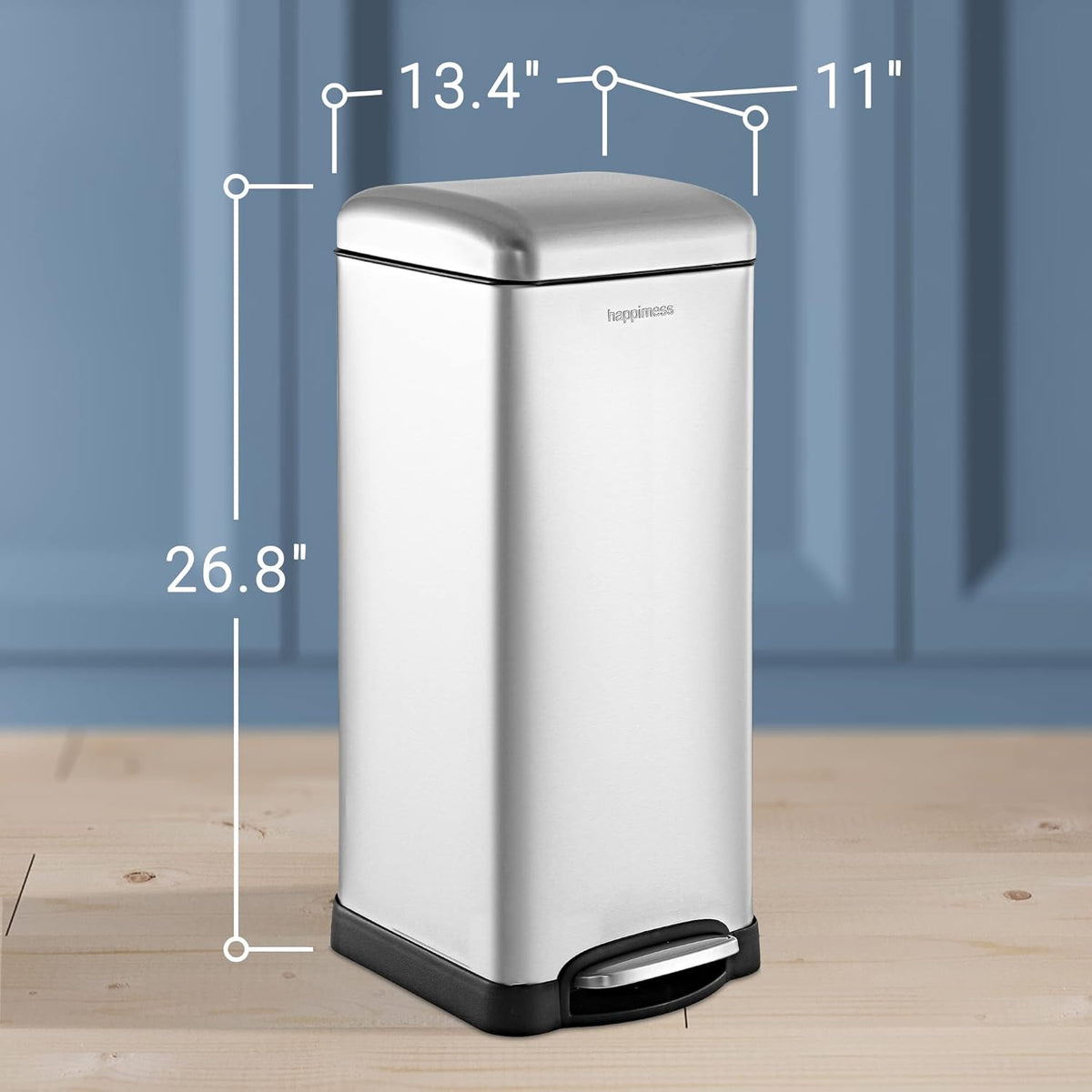 happimess HPM1007D Betty Retro 8-Gallon Step-Open Trash Can with Soft-Close Lid, Fingerprint