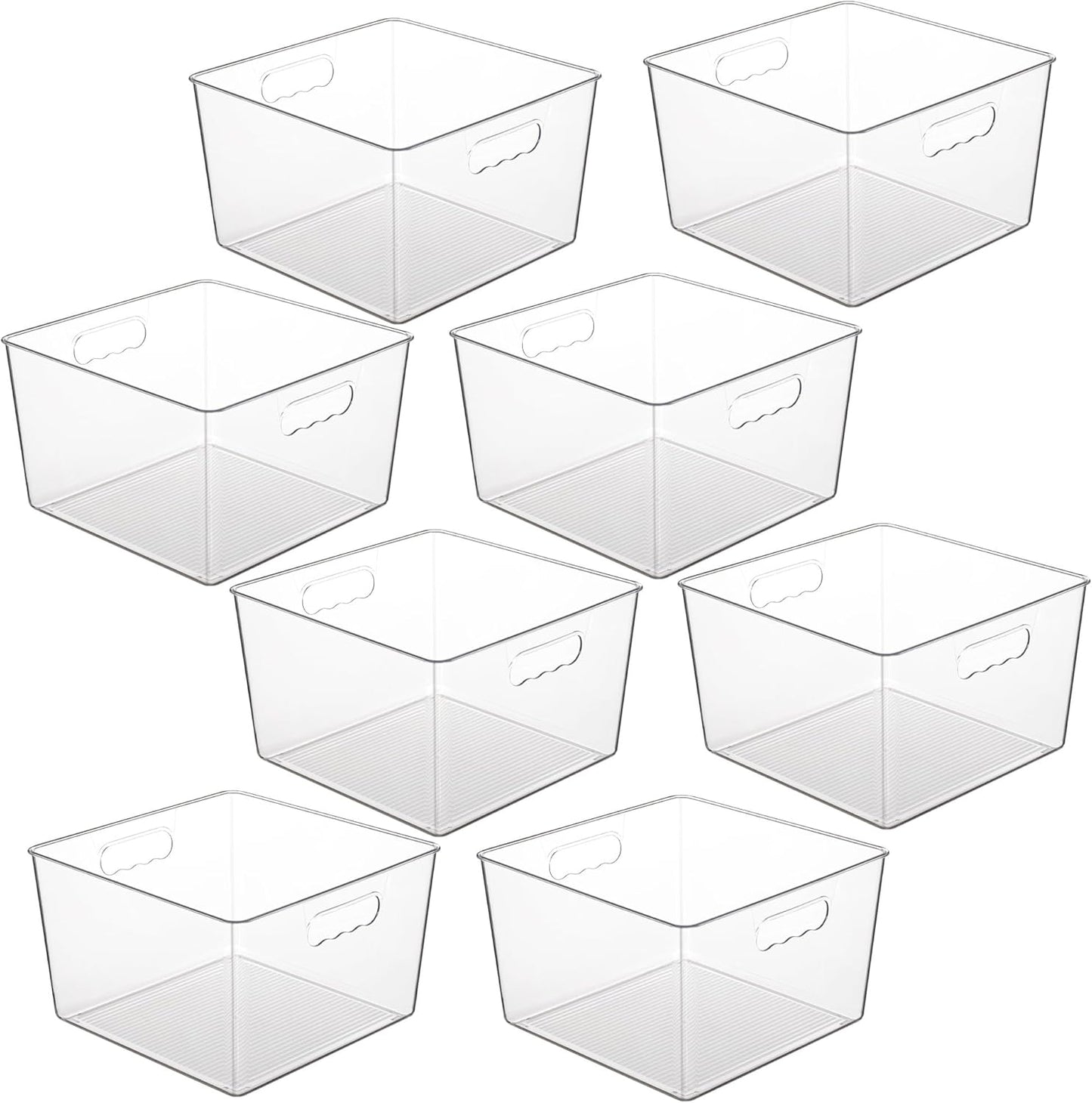 Vtopmart 8 Pack Extra Large Clear Plastic Storage Bins,11x11 Cube Acrylic Organizer Square