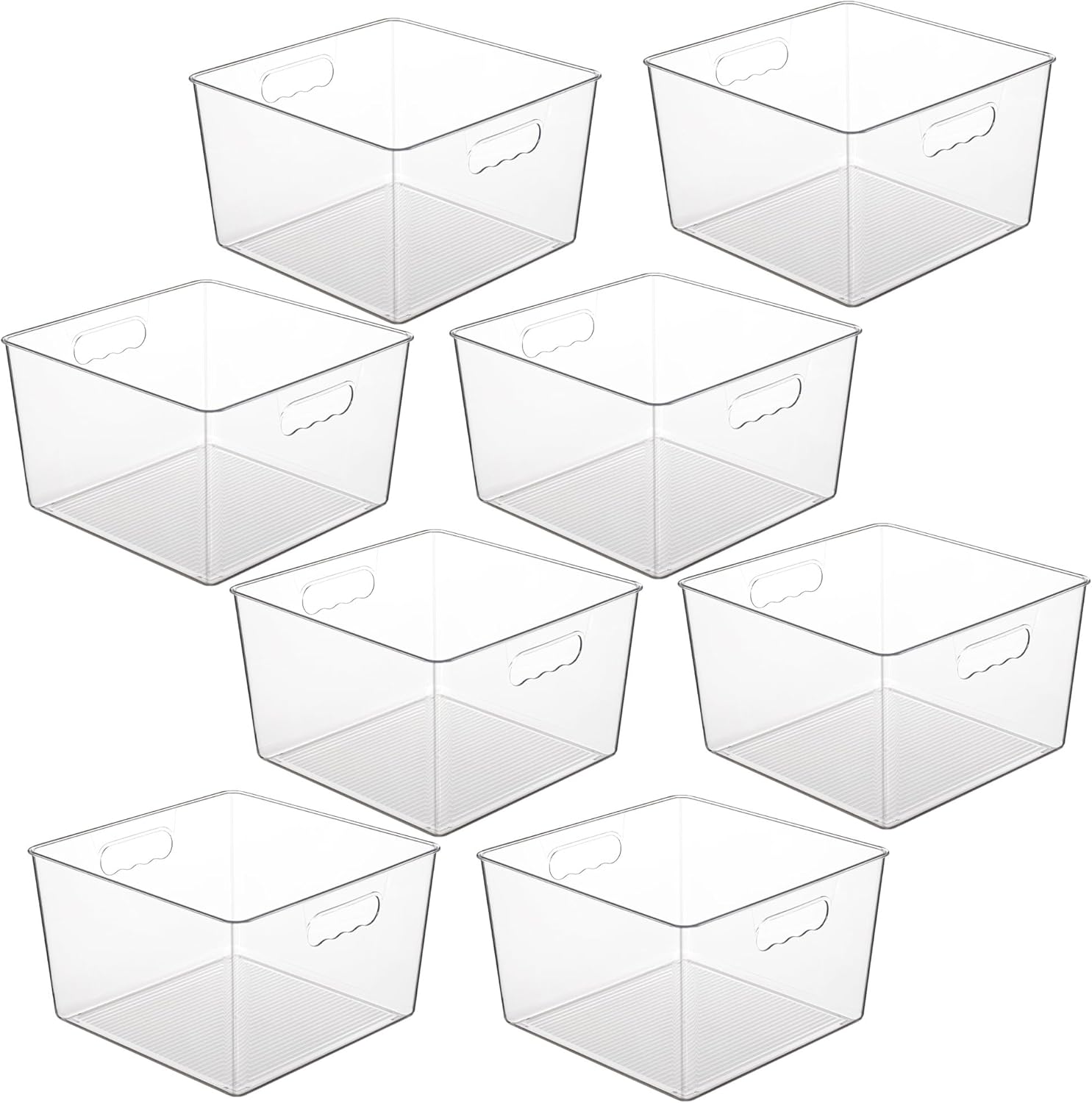 Vtopmart 8 Pack Extra Large Clear Plastic Storage Bins,11x11 Cube Acrylic Organizer Square