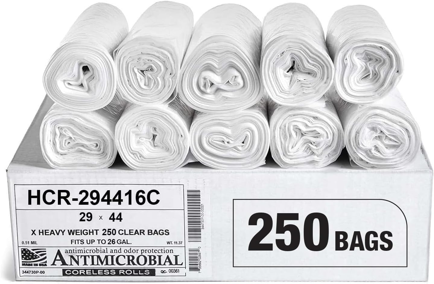 Aluf Plastics High Density Trash Bags, 26 Gallon, 1000 Count, 16 Micron (eq), 29" x 44", Clear, for