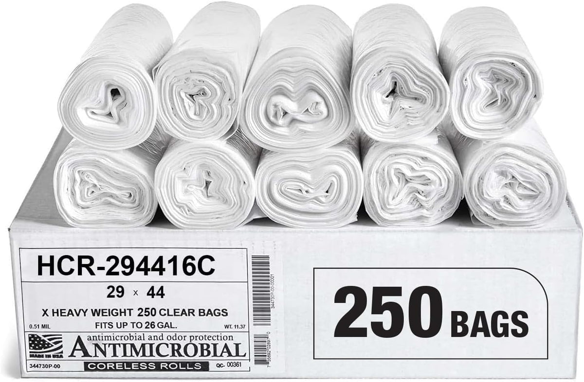 Aluf Plastics High Density Trash Bags, 26 Gallon, 1000 Count, 16 Micron (eq), 29" x 44", Clear, for