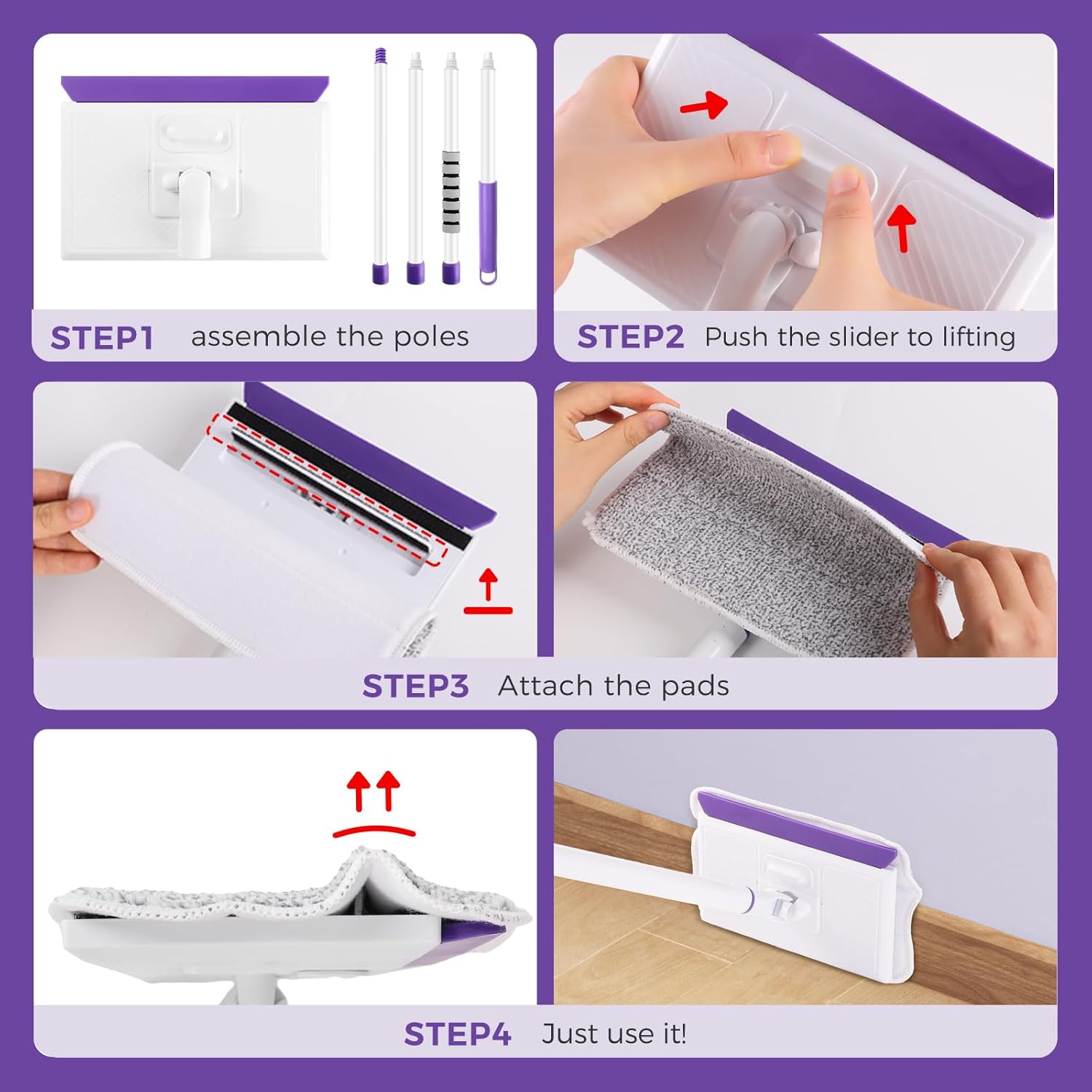 Baseboard Cleaner Tool with Handle 2.0, 60" Extendable Long Handle, Dust Trapping and Locking, 5