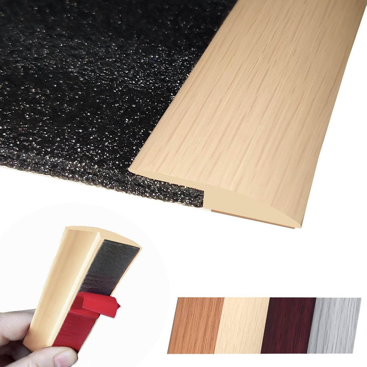 1/5 inch Height Floor Transition Strip, Self Adhesive Carpet Wood Tile Vinyl Flooring Laminate