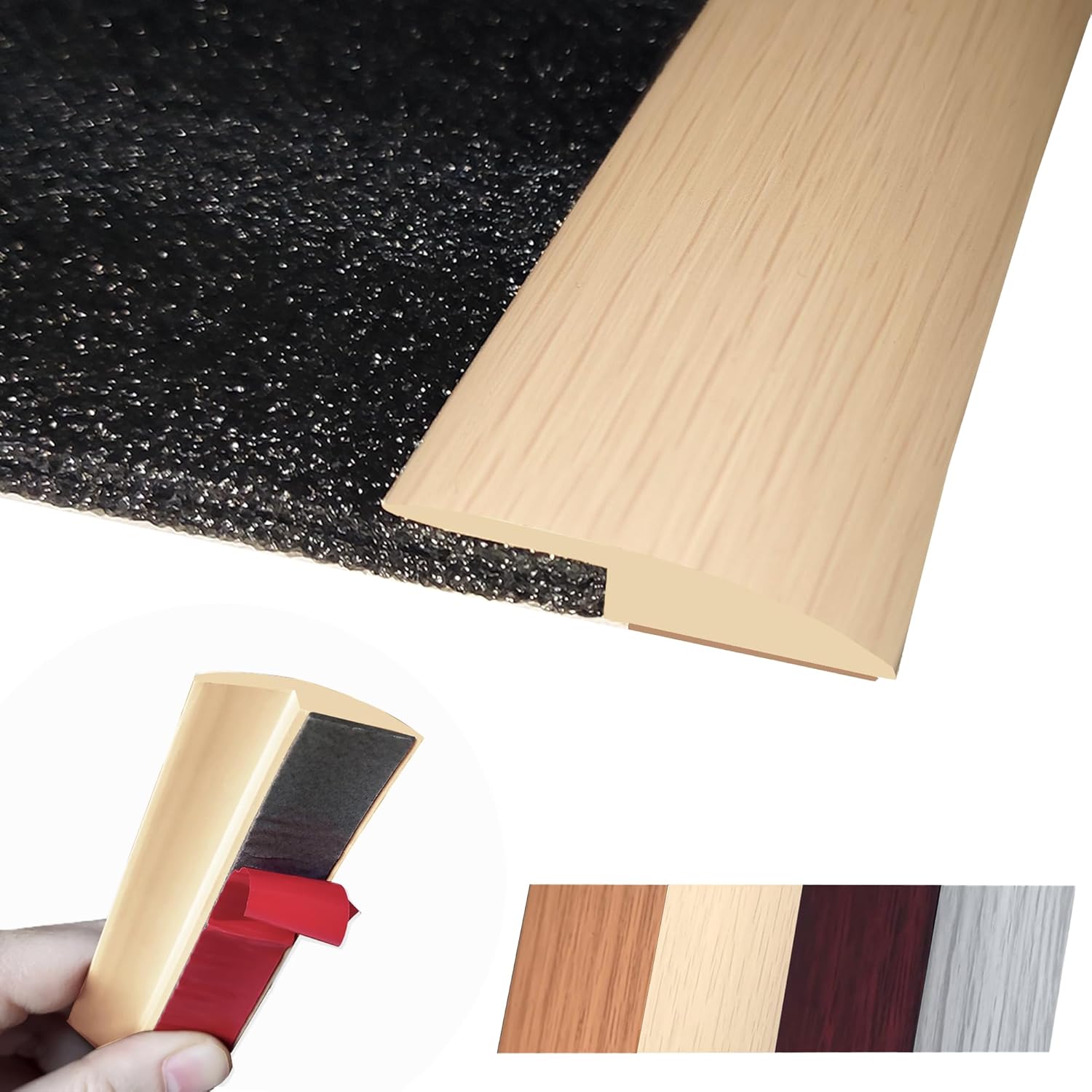 1/5 inch Height Floor Transition Strip, Self Adhesive Carpet Wood Tile Vinyl Flooring Laminate