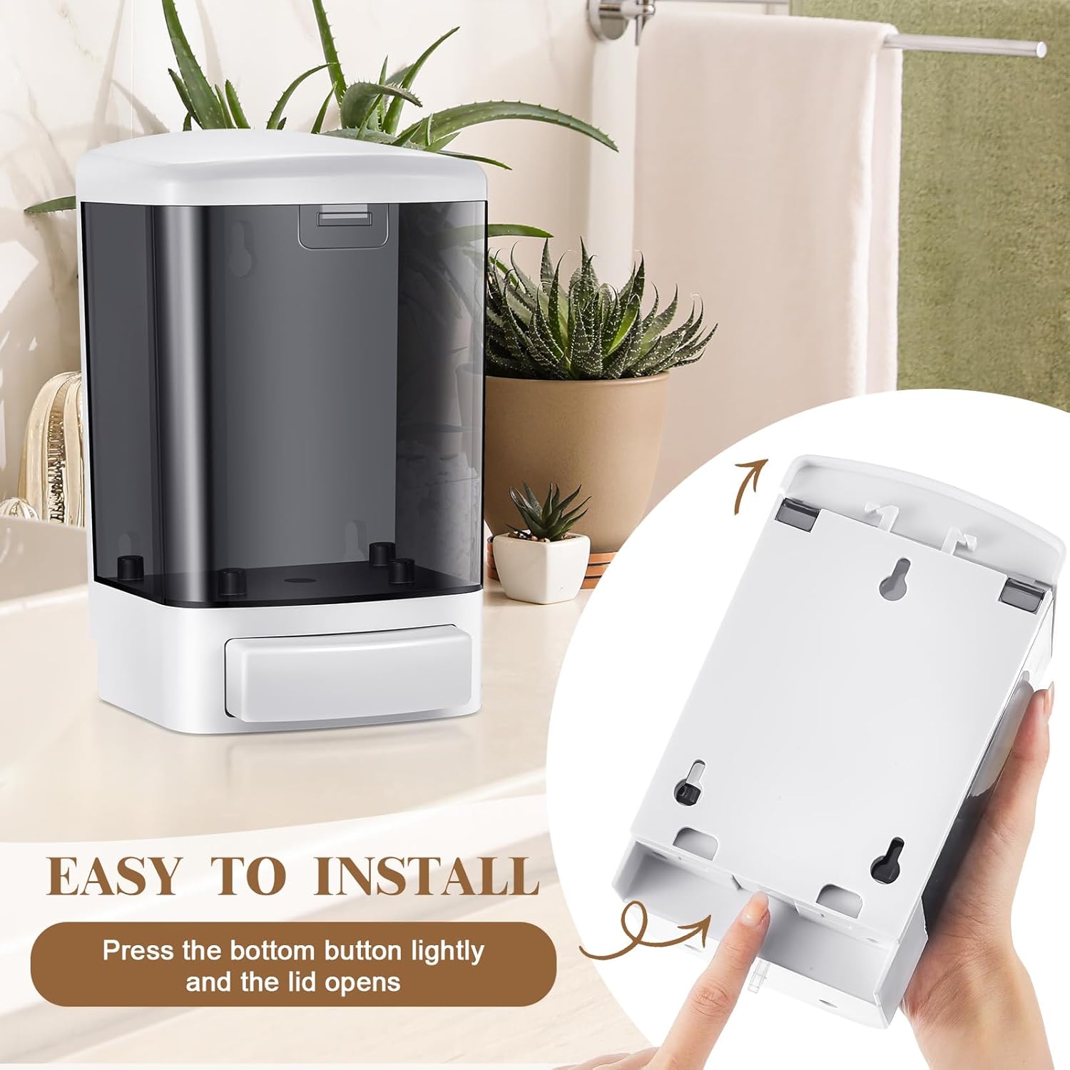 Hushee 4 Pcs Plastic Wall Mounted Soap Dispenser Commercial Manual Soap Containers Wall Dispenser