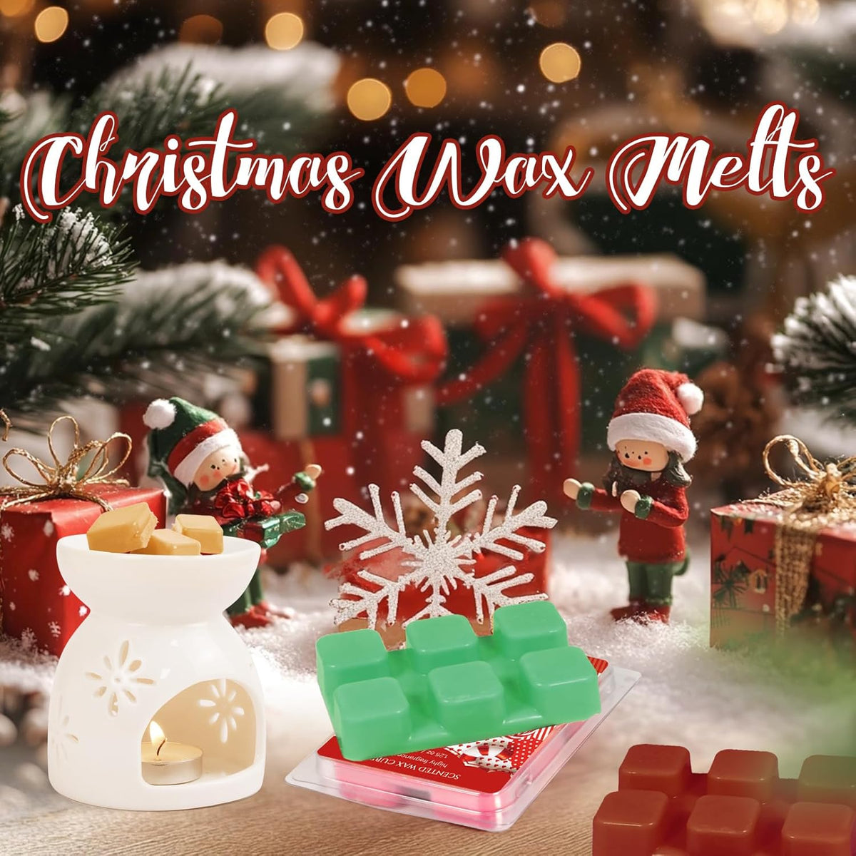 SCENTORINI Christmas Wax Melts, Scented Wax Melts 6 Pack - Non-Toxic, Natural Soy Wax Cubes for Wax
