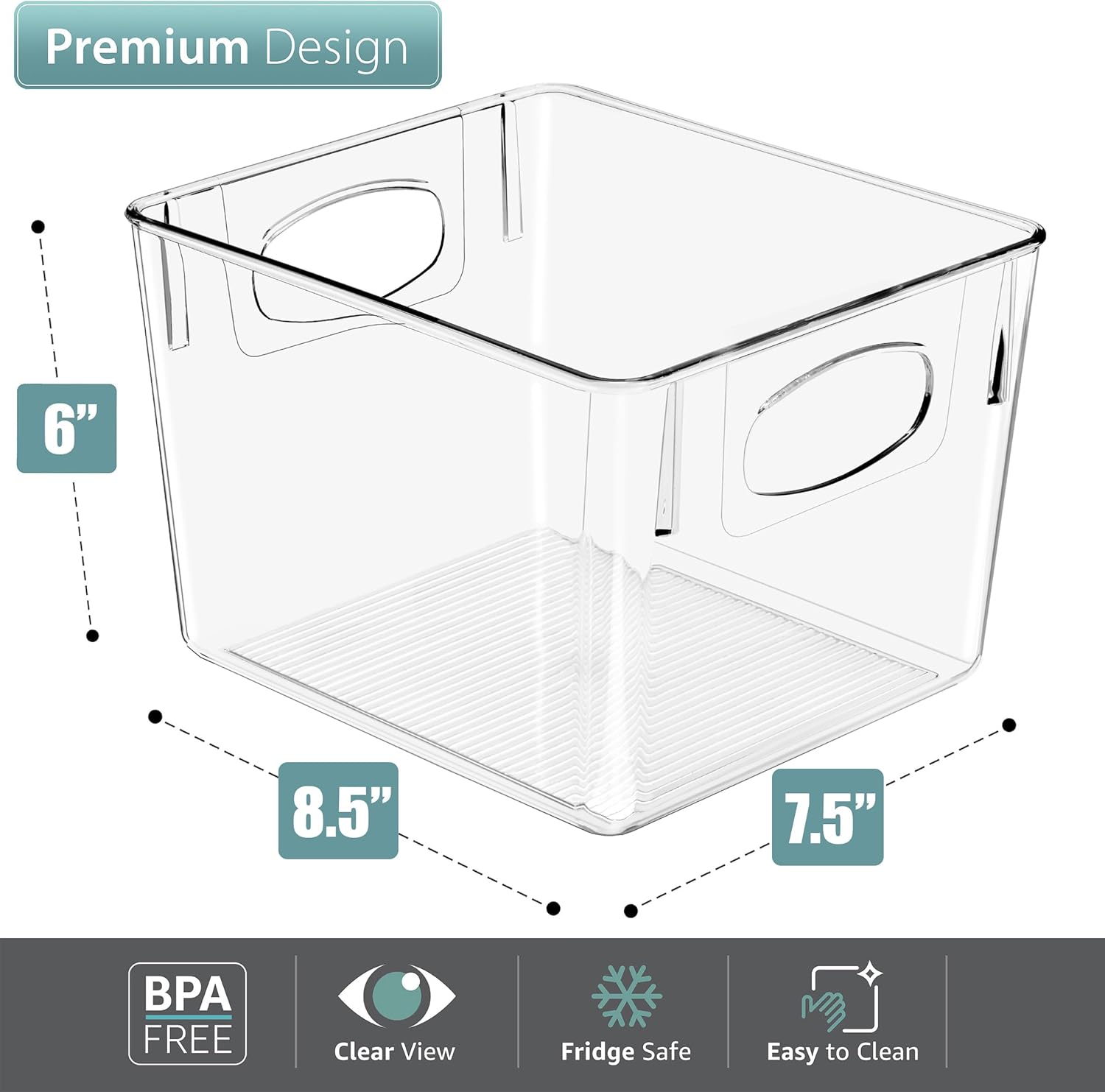 Sorbus 8 Pack Medium Clear Plastic Storage Bins, Clear Organizer Bins with Handle for Kitchen