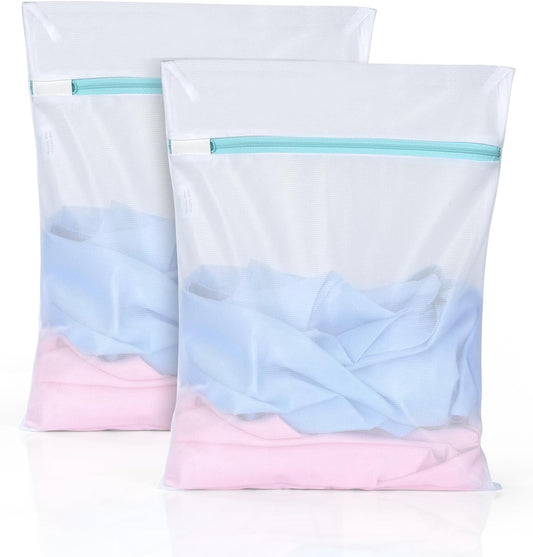 OTraki 12x16 Inch Mesh Laundry Bag 2 Pack Small Lingerie Sock Bag Washing Machine Soft Fine Mesh