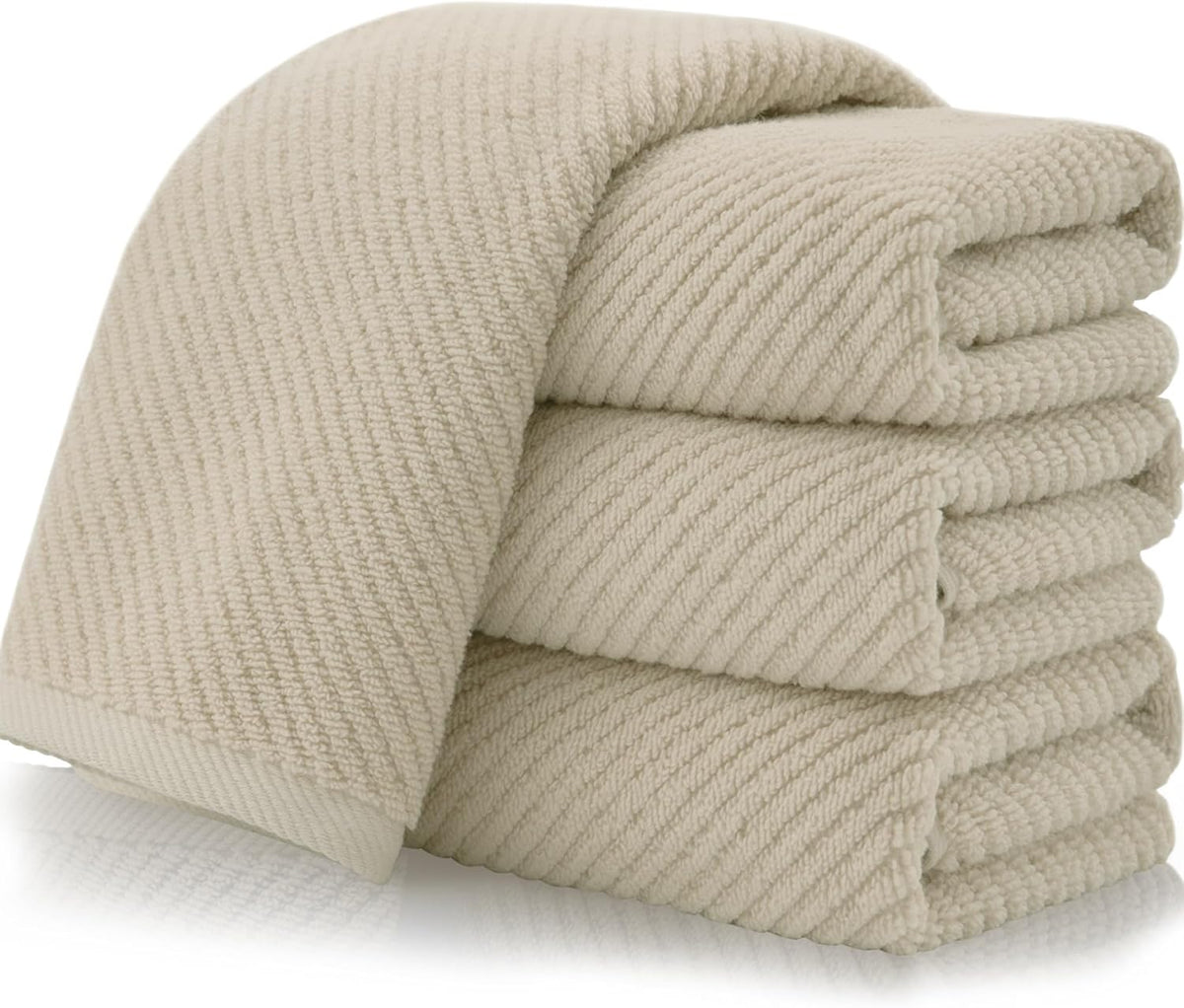 VOOVA & MOVAS Taupe Hand Towels for Bathroom, Large 18"x28" | 100% Cotton | Lightweight | Thick |