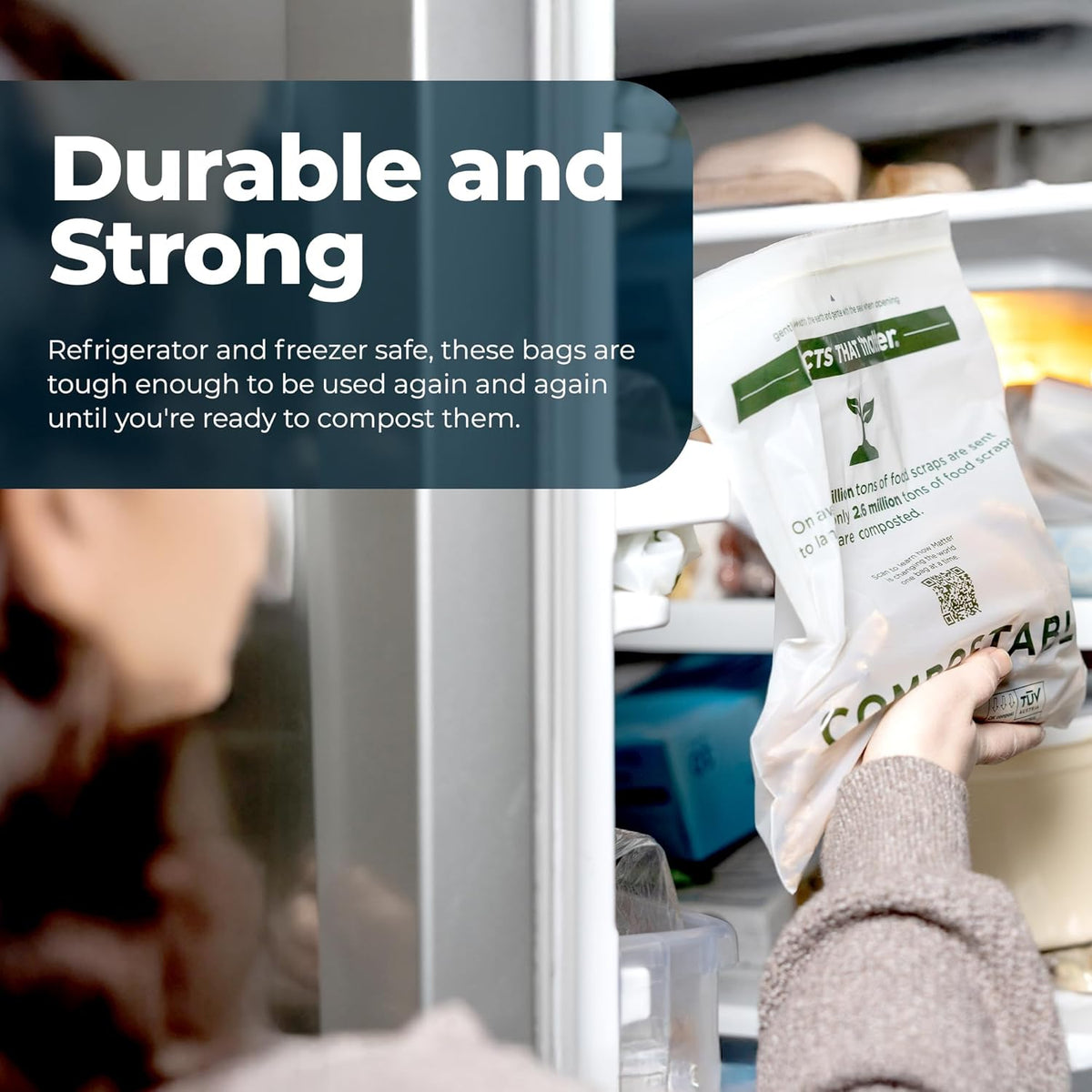 Matter Compostable Gallon Freezer Bags for Food Storage, Eco-Friendly, Resealable, Food Storage
