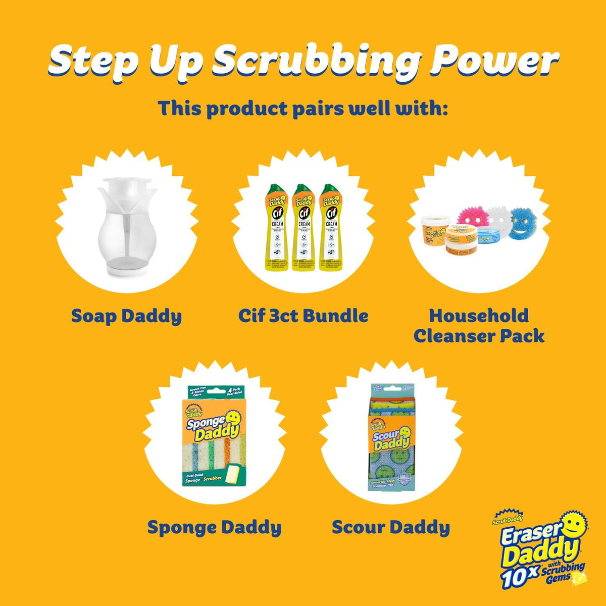Scrub Daddy Eraser Daddy XL - Large Melamine Foam Sponges for Cleaning - Dual-Sided White Eraser