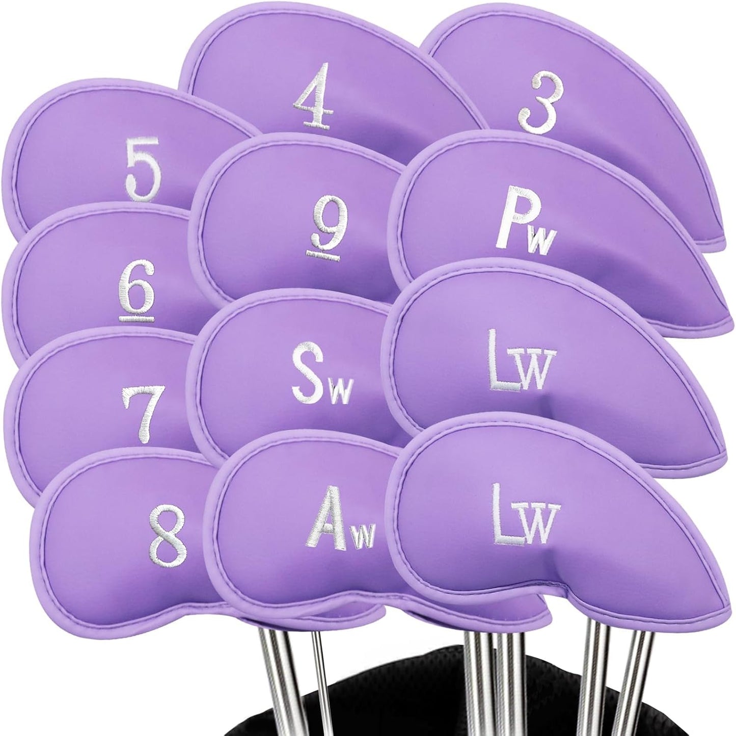 FINGER TEN Premium Synthetic Leather Stylish Iron & Wedge Golf Head Covers Value 12 Piece Set
