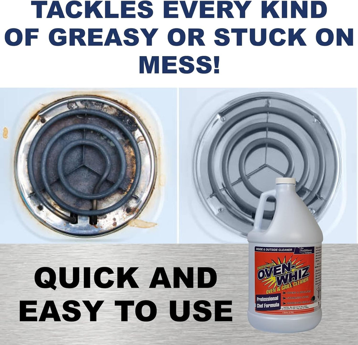 4 x 1 Gallon (512 Oz.) Oven-Whiz Oven & Grill Cleaner by FryOilSaver Co., Tough Stain Buildup