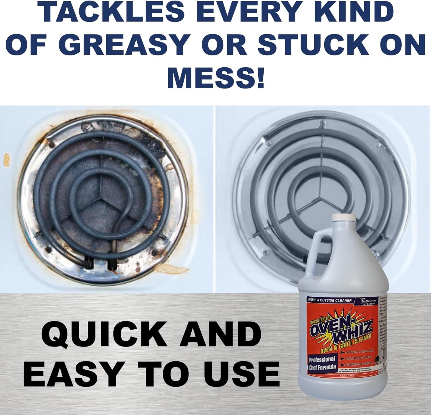 4 x 1 Gallon (512 Oz.) Oven-Whiz Oven & Grill Cleaner by FryOilSaver Co., Tough Stain Buildup