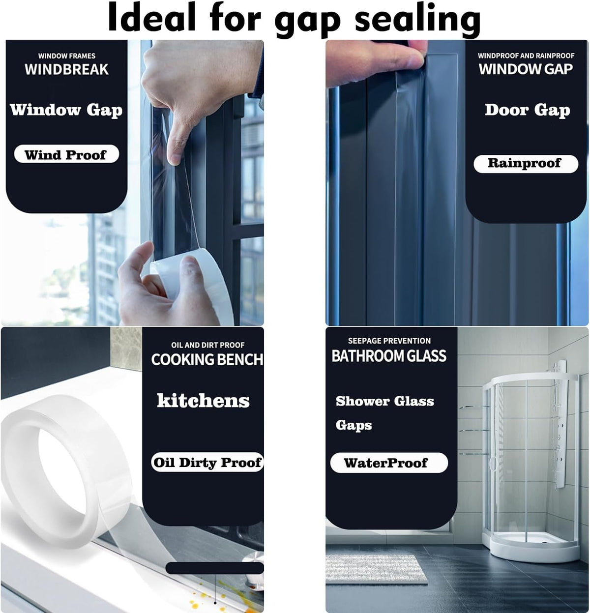 Transparent Window Weather Sealing Tape 2 Inch x 33 FT Weather Stripping Residue-Free Clear Window
