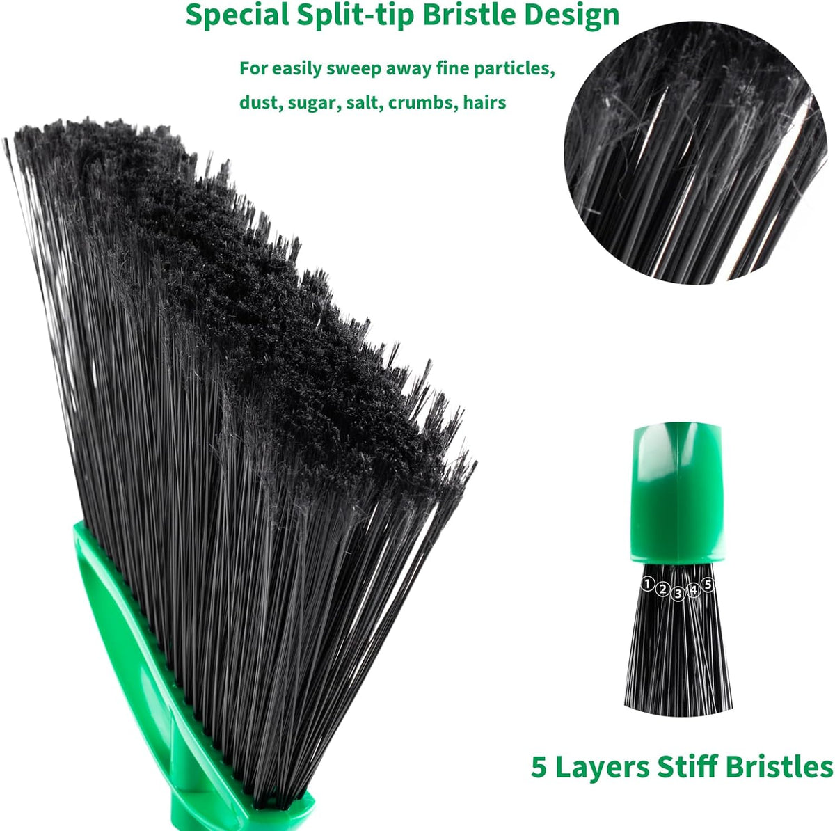 2 Pack Angle Broom, 55" Long Handle Heavy-Duty Indoor Outdoor Brooms, Household Commercial Floor