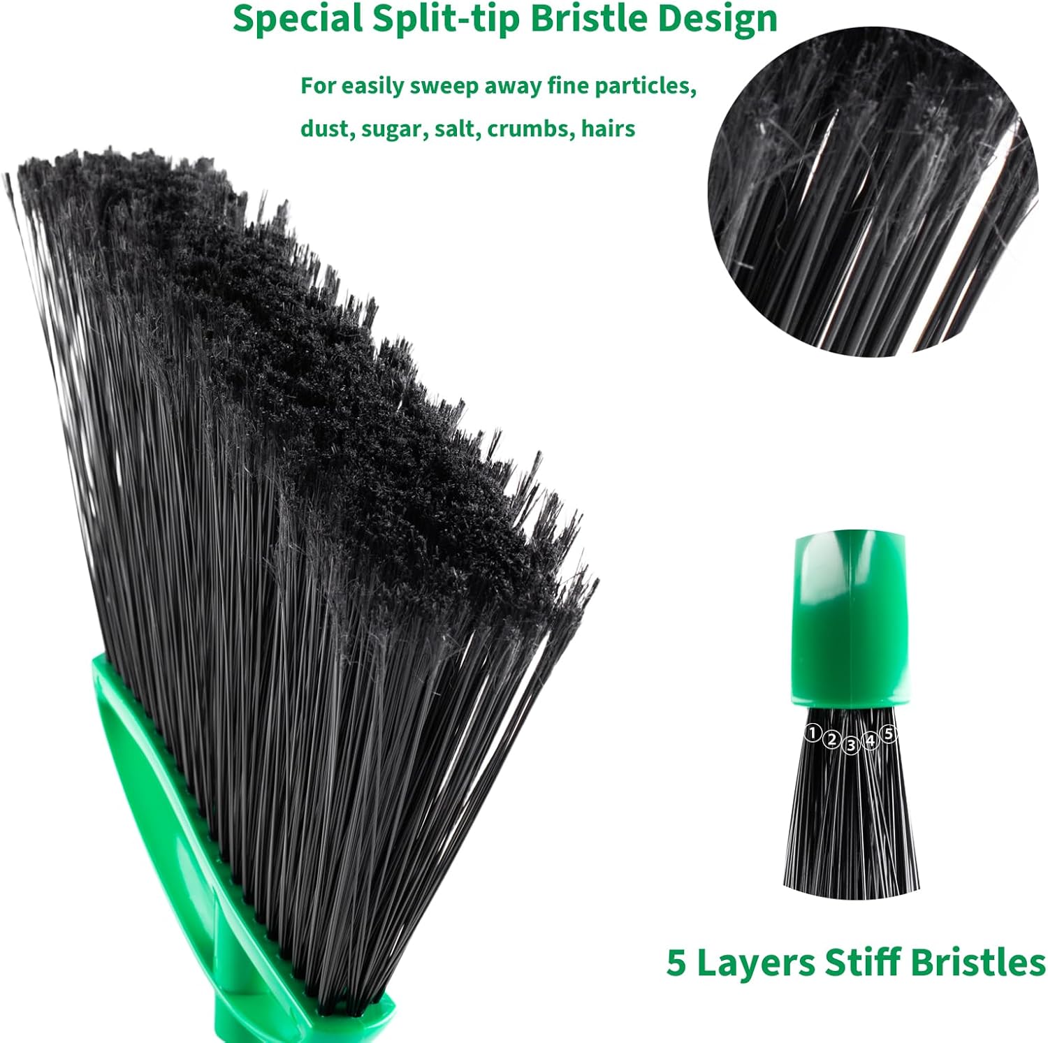 2 Pack Angle Broom, 55" Long Handle Heavy-Duty Indoor Outdoor Brooms, Household Commercial Floor