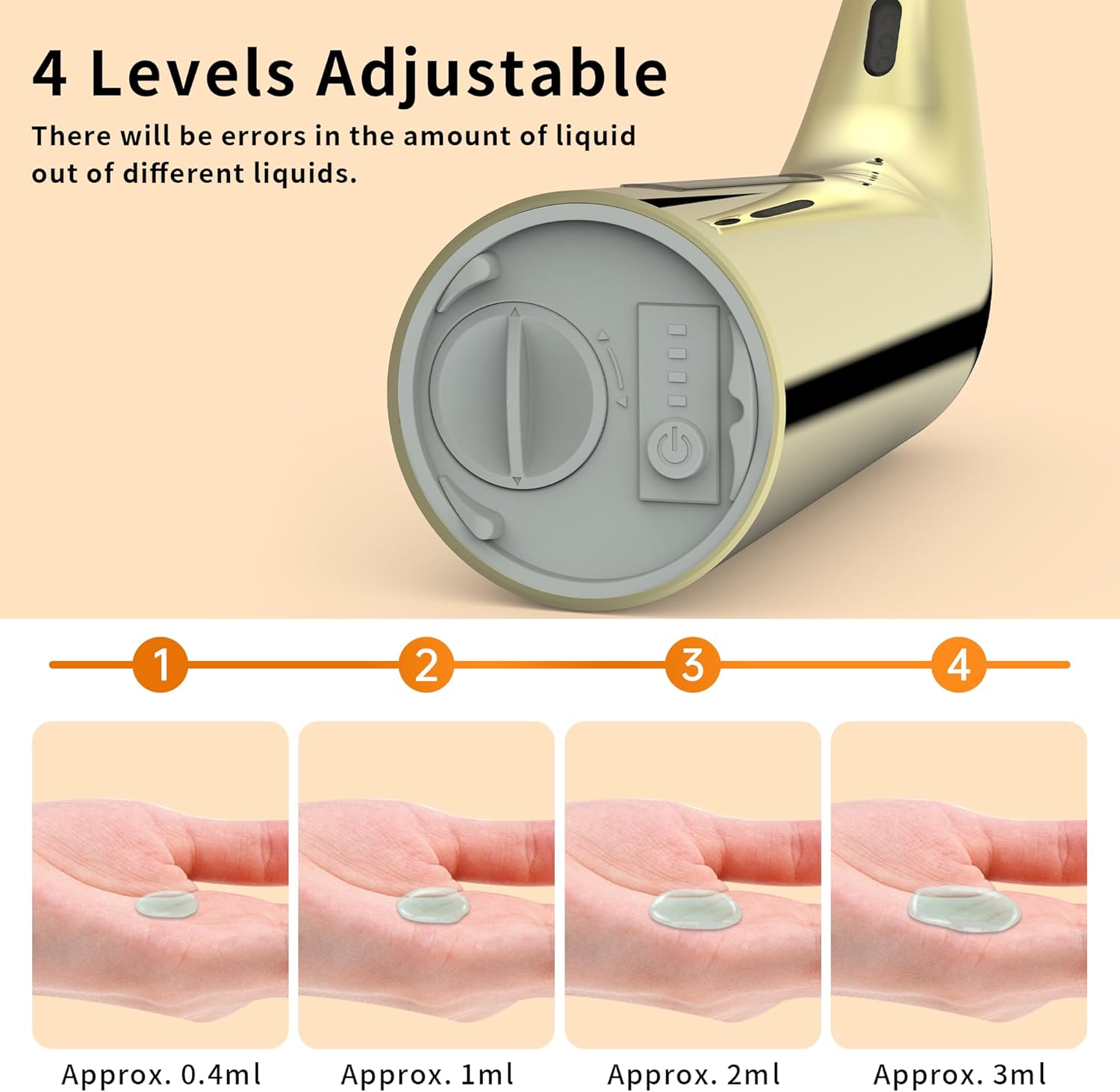 Automatic Liquid Soap Dispenser Touchless,400ML Hand & Dish Countertop Gold Electric Dispenser with