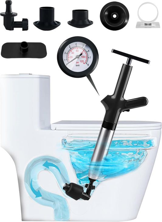 Toilet Plunger Drain Clog Remover Tool, High-Pressure Drain Snake Sink Plunger with Real-Time