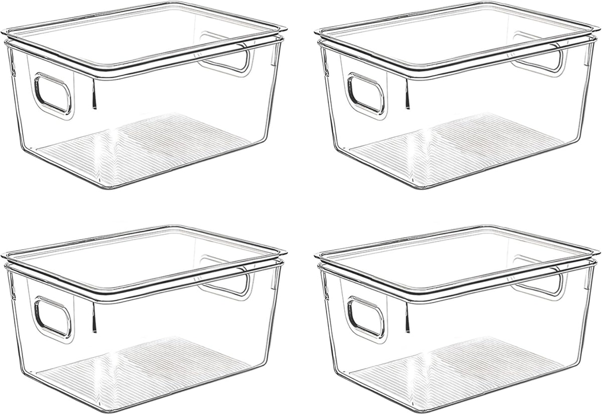 Clear Plastic Storage Bins with Lids, Perfect for Kitchen Organization or Pantry Organization and