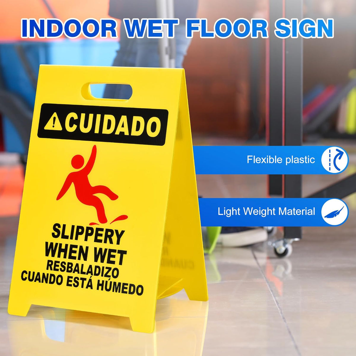 MATTHEW CLEANING 19'' Industrial Wet Floor Sign 6 Pack 2-Sided Durable Corrugated Plastic Birght