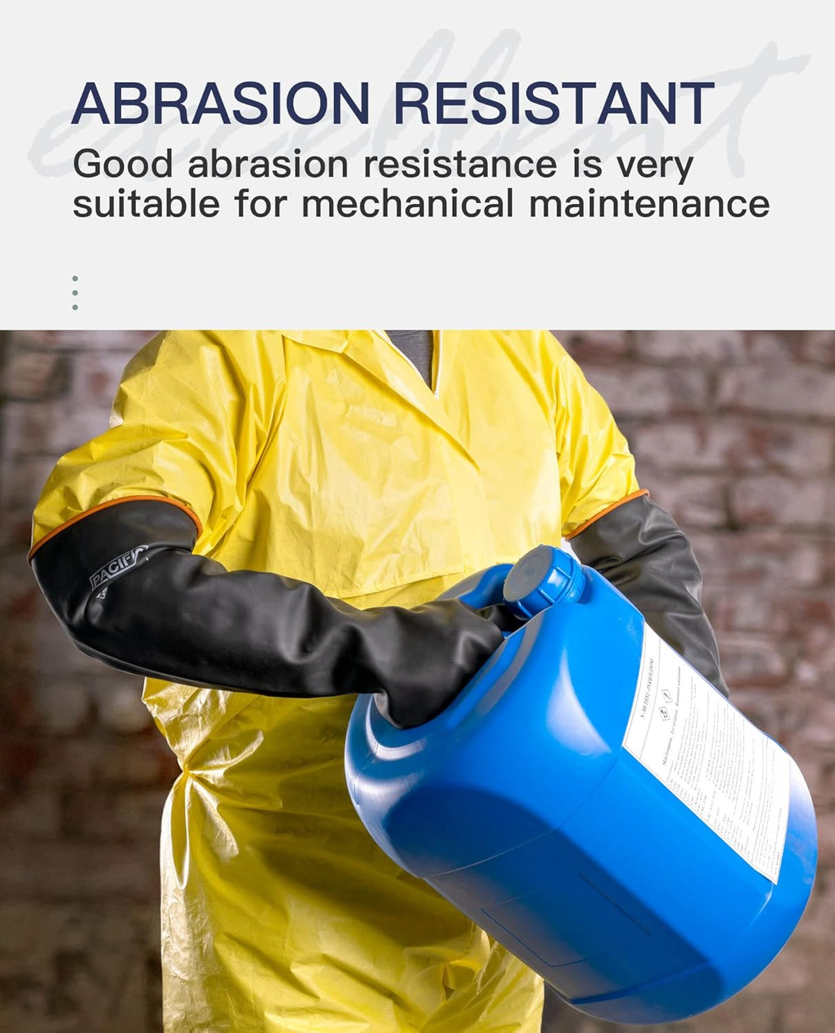 PACIFIC PPE Heavy Duty Latex Chemical Gloves, Strong Acid Resistance Rubber Gloves, Against Alkali