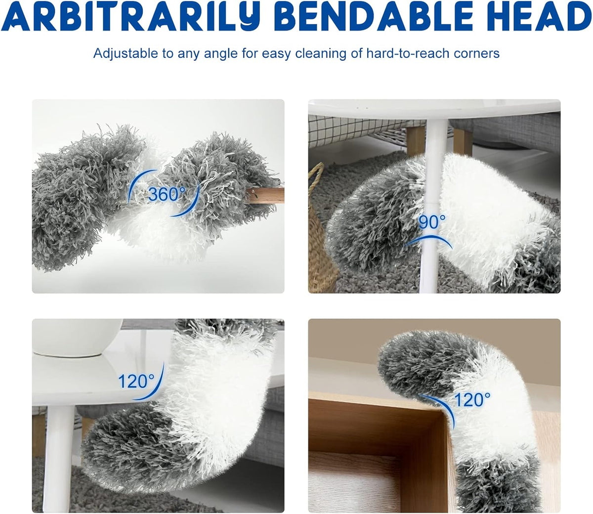 Microfiber Feather Dusters for Cleaning, Extendable Duster with 110" Extension Pole & 2pcs