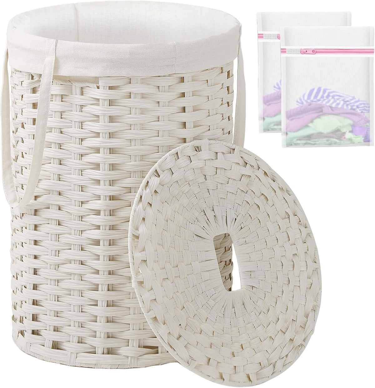 Laundry Hamper with Lid Laundry Basket with Lid 19.0 Gal (72 L) Round Wicker Laundry Basket