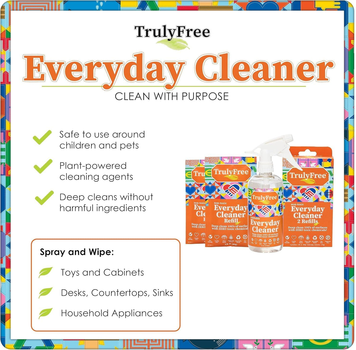 Truly Free Everyday Cleaner - Multipurpose Cleaner Spray, Kitchen Counter Cleaner, Natural Cleaning