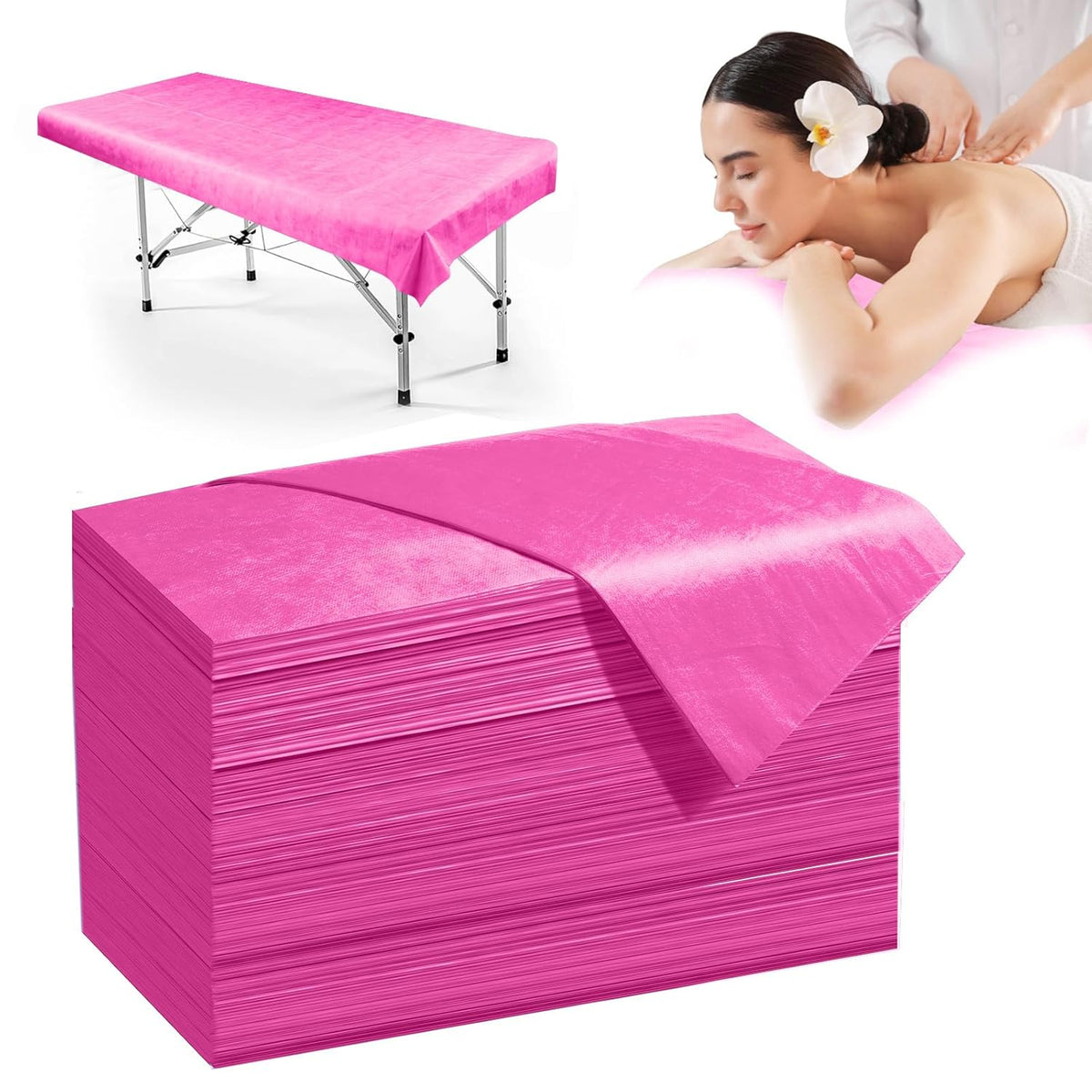 100 Pack Disposable Bed Sheets – 31.5 x 71 in Waterproof Non-woven Sheets for Massage, Spa, Tattoo