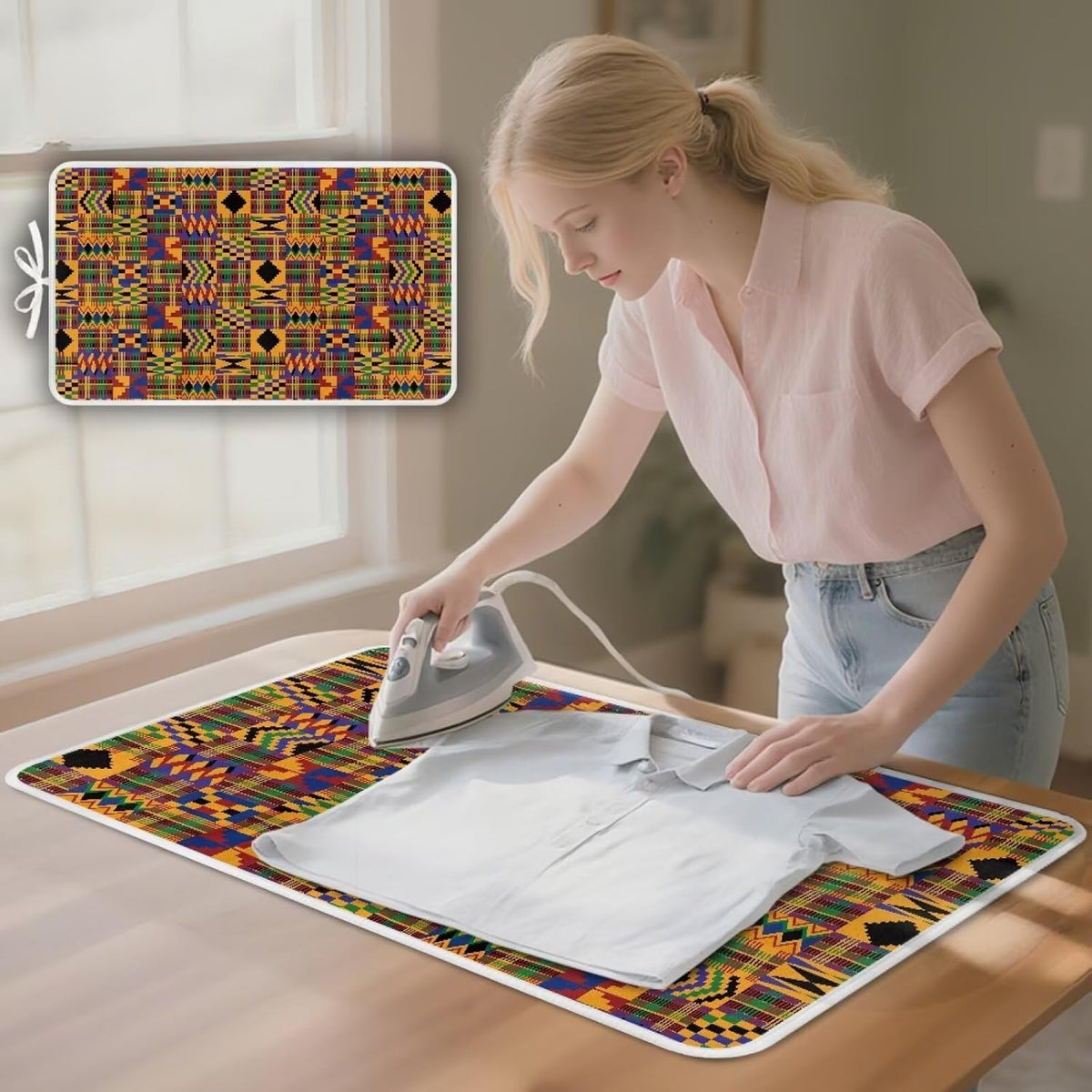 Ironing Mat Pad for Table Portable Travel Iron Blanket African Print Ironing Board Covers Tribal