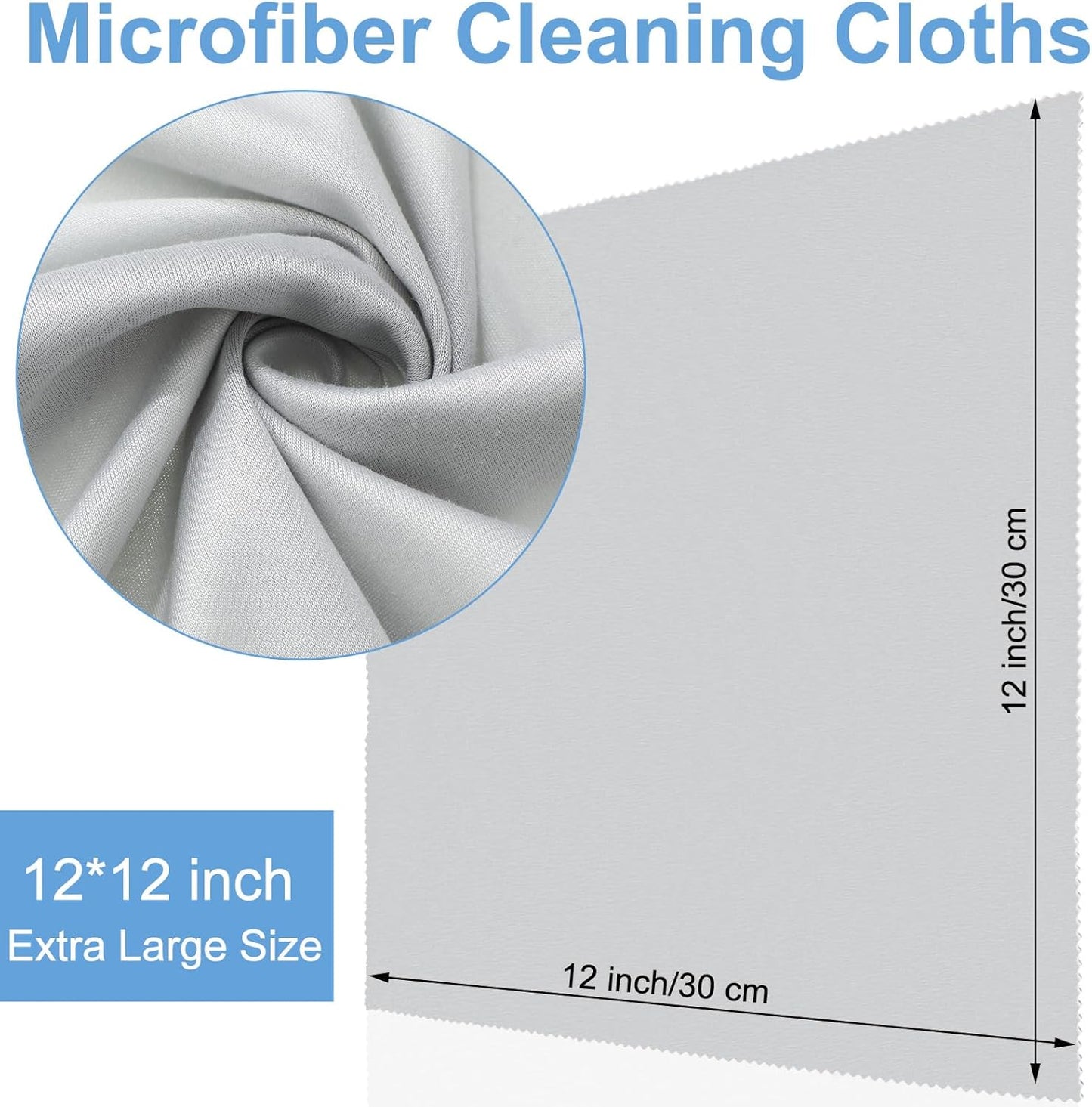 Frienda 12 Pack Large Microfiber Glass Cleaning Cloths 12 x 12 Inch Oversized Eyeglass Sunglasses