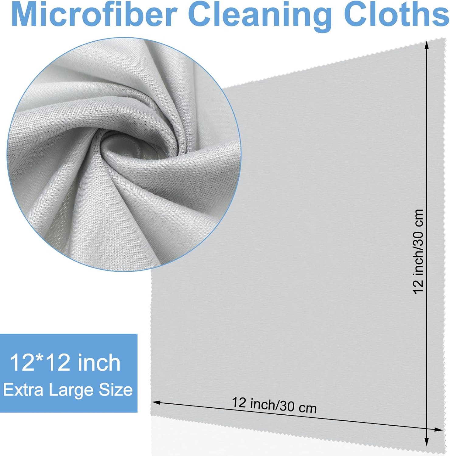 Frienda 12 Pack Large Microfiber Glass Cleaning Cloths 12 x 12 Inch Oversized Eyeglass Sunglasses